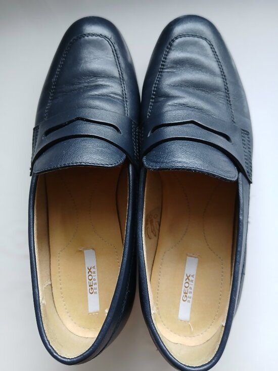 Geox Shoes - Geox Dark Blue Genuine Leather Women's Loafers Size 6